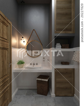 Bathroom modern loft style, 3D render Bathroom modern loft style, 3D render 20227820