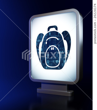 Tourism concept: Backpack on billboard background Tourism concept: Backpack on billboard background 20228174