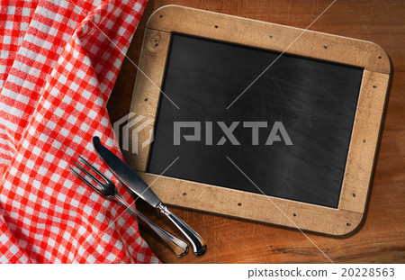 Empty Blackboard with Cutlery Empty Blackboard with Cutlery 20228563