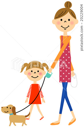 Dog walking parent and child 20229004