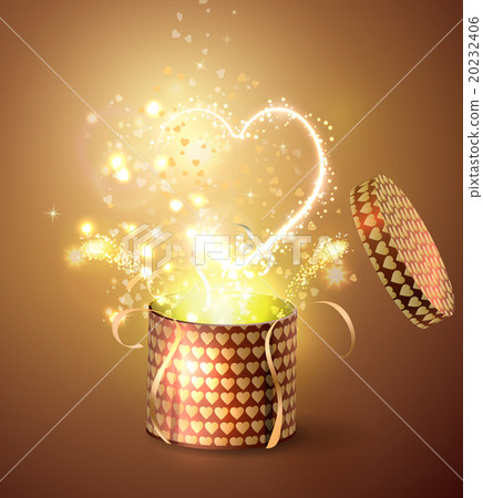 Opened gift-box with  hearts. 20232406