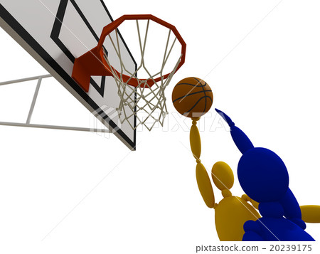 slam dunking basketball, 3d  20239175