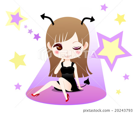 Cute little devil girl character's illustration 20243793
