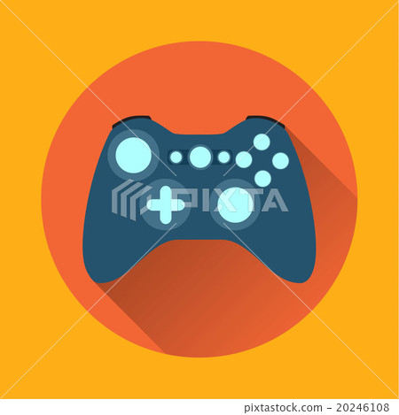 Game controller flat icon with long shadow - Stock Illustration ...