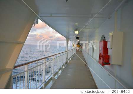 Cruise ship deck, Norwegian sea and orange cloud Cruise ship deck, Norwegian sea and orange cloud 20246403