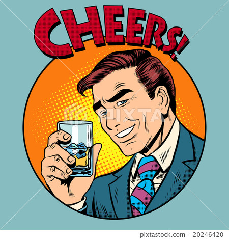 Cheers toast celebration man pop art retro style 20246420