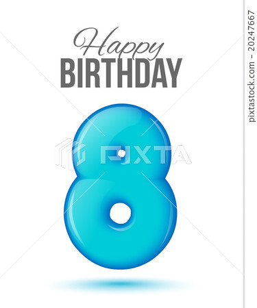birthday. Greeting card with numbers 8, eight . - Stock Illustration ...
