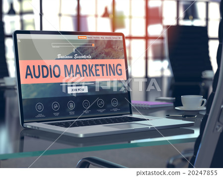 Audio Marketing Concept on Laptop Screen. Audio Marketing Concept on Laptop Screen. 20247855