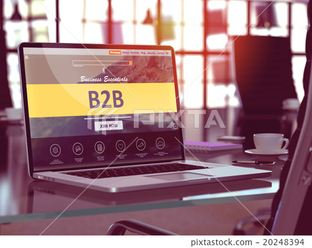 B2B on Laptop in Modern Workplace Background. B2B on Laptop in Modern Workplace Background. 20248394