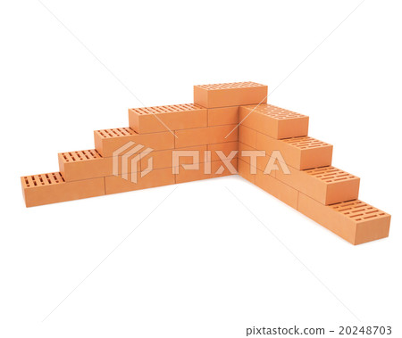Building brick wall isolated on white background. 20248703
