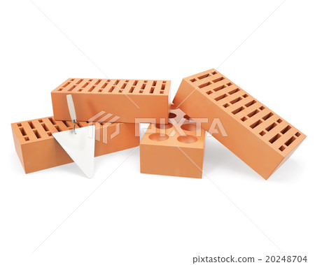 Brick with trowel for construction. 20248704