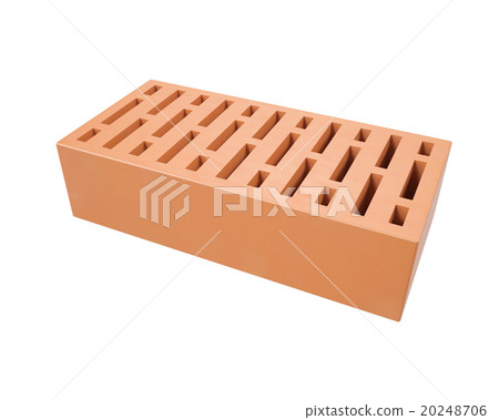 Red clay brick isolated on a white background . 20248706