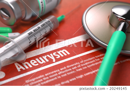 Aneurysm - Printed Diagnosis on Orange Background. 20249145