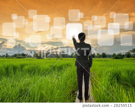 business man pressing a touchscreen button business man pressing a touchscreen button 20250515