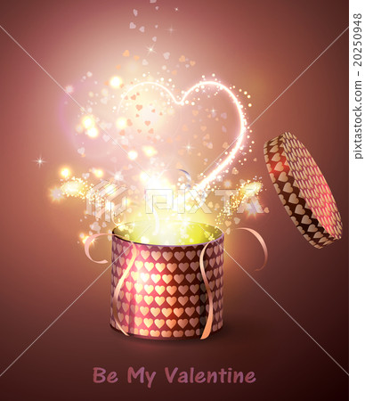 Opened gift-box with  hearts. 20250948