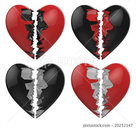 Broken black heart isolated Broken black heart isolated 20252147