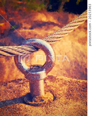 Paint effect. Steel anchor eye in ferrata path Paint effect. Steel anchor eye in ferrata path 20253963