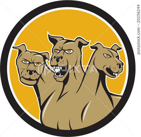 Cerberus Multi-headed Dog Circle Cartoon 20256244