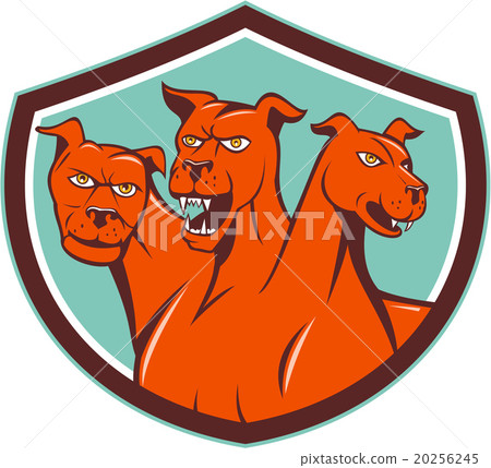 Cerberus Hellhound Multi-headed Dog Crest Cartoon 20256245