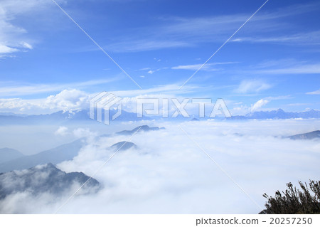 beautiful rolling clouds over mountain landscape beautiful rolling clouds over mountain landscape 20257250