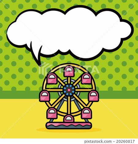 插图素材: ferris wheel doodle, speech bubble