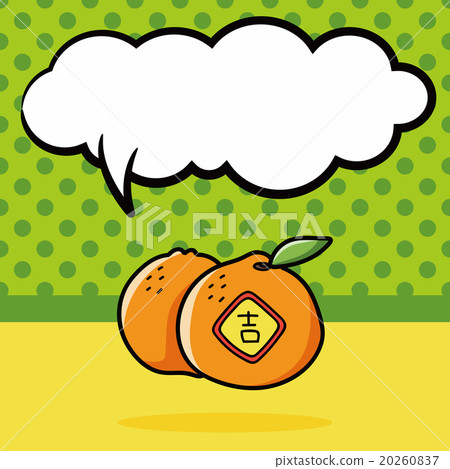 Chinese New Year Mandarin Oranges doodle, speech bubble 20260837