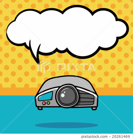 Stock Illustration: Video recorder doodle, speech bubble