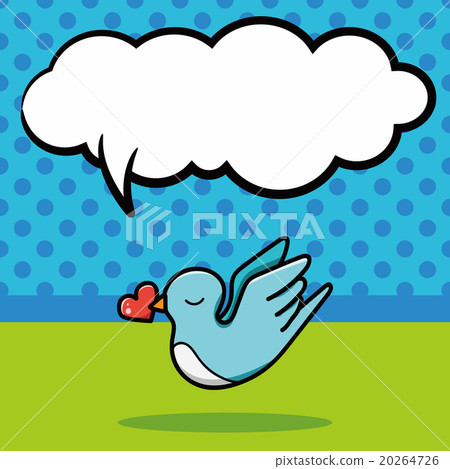 valentines bird doodle, speech bubble 20264726