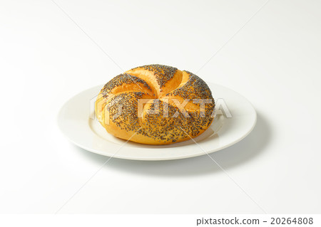 Kaiser roll on white plate 20264808