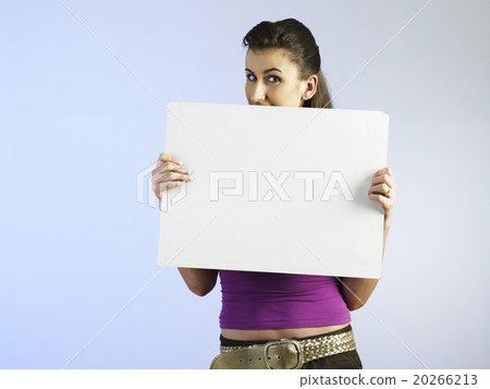 woman holding a card 20266213
