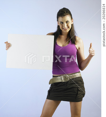 woman holding a card 20266814