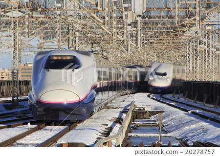 Stock Photo: bullet train, shinkansen, yamagata shinkansen (bullet train)