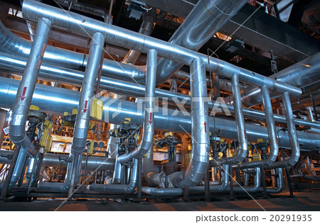 Industrial zone, Steel pipelines in blue tones Industrial zone, Steel pipelines in blue tones 20291935