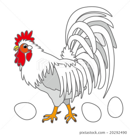 雄雞每年黃道帶白色小雞例證雞 雄雞每年黃道帶白色小雞例證雞 20292490