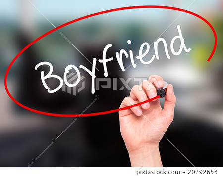 Man Hand writing Boyfriend with marker Man Hand writing Boyfriend with marker 20292653