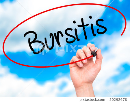 Man Hand writing Bursitis with marker Man Hand writing Bursitis with marker 20292678