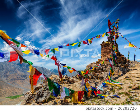 Buddhist prayer flags in Himalayas Buddhist prayer flags in Himalayas 20292720
