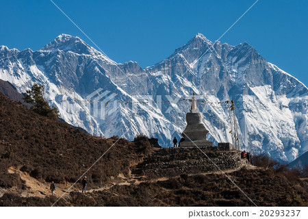 Buddhist stupa with Lhotse wall and Mt. Everest 20293237