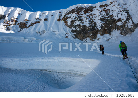 Mountaineers with the stunning view of Annapurna  20293693