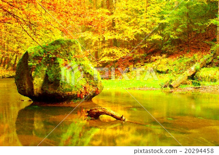 Watercolor paint. Paint effect.Autumn river 20294458