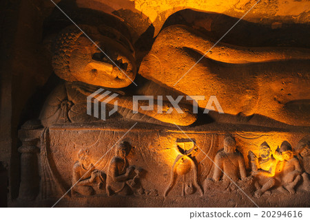 Ajanta Cave with Buddha statue, India Ajanta Cave with Buddha statue, India 20294616
