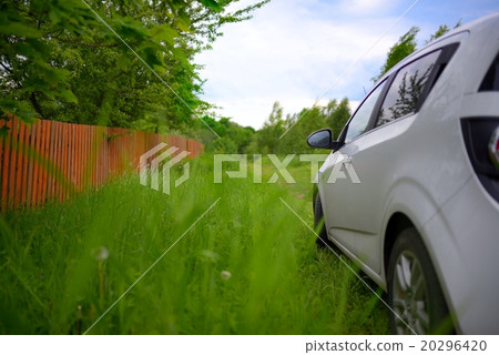 Car in rural landscape in summer Car in rural landscape in summer 20296420