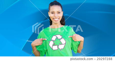 Composite image of happy environmental activist in the park Composite image of happy environmental activist in the park 20297288