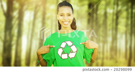 Composite image of happy environmental activist in the park 20298099