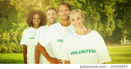 Composite image of smiling volunteer group 20298891