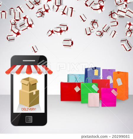 Composite image of delivery app on mobile phone screen Composite image of delivery app on mobile phone screen 20299081
