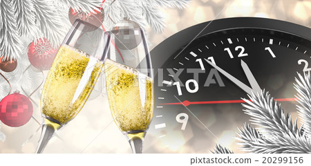 Composite image of champagne glasses clinking 20299156