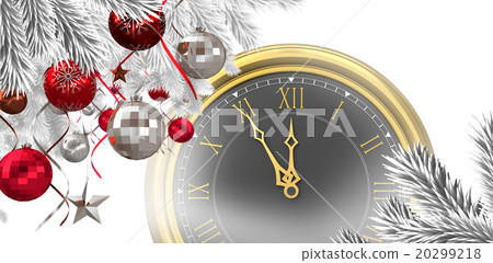 Composite image of christmas tree decorated with golden ornaments 20299218