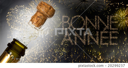 Composite image of close up of champagne cork popping Composite image of close up of champagne cork popping 20299237