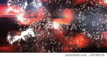 White fireworks exploding on black background 20299276